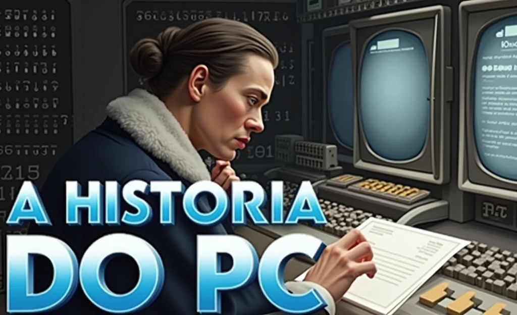 fund: A technological background, with computer circuits or a code screen, to give a sense of innovation and computing history.
main character: Place a picture of Alan Turing, often credited as the "father of computing", in a thoughtful pose or working on a machine, ao lado de Charles Babbage, known for the design of the "analytical engine". if possible, include a representation of the "ENIAC", the first electronic computer, to symbolize the milestone in the history of computers.
Highlight Text: Use a modern, technological font for the title "Who Created the Computer?" in contrasting colors, like white with black shadow or neon blue, to highlight in the background.
Additional Detail: Small binary code icons (0s and 1s) or a computer cursor can be inserted around the characters or title to reinforce the theme.