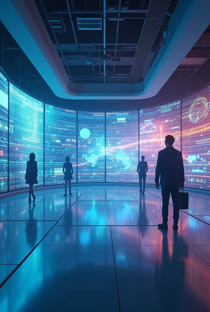 the image includes 3-4 images (on screens) or symbolizing the rapid development of new technologies
