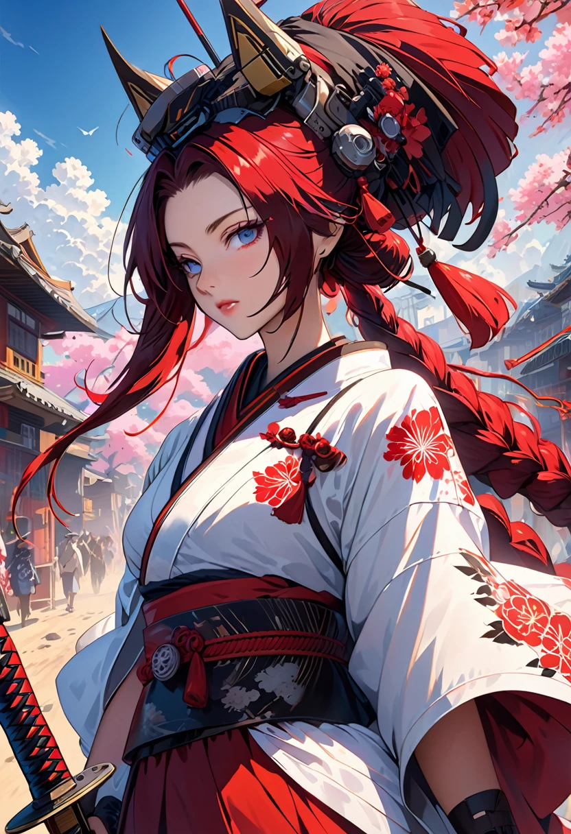 Ink painting, (((1 girl )), (((Tattoo in the middle of the forehead))), (((Oiran))), (((Great hair accessories))), Demon possession, ((Eye patch over:1.3)), (((Masterpiece、Highest image quality、Highest quality、Extremely detailed unit 8ｋWall paper))), ((Illustration of one girl、Upper body covered))、(((beautiful girl))),  Naruto ,Sasuke, Hinata ,Sakura the Nomad Robot, In the desert, Walking Street ,wearing a messy shawl, Employee contract, wearing a big metal hat, Rough, rusty, dusty body, thin frame, long, Cyberpunk, Cyborg., Surreal version of a woman holding a sword in her hand, very beautiful Cyberpunk samurai, anime Cyberpunk art, Cyberpunk samurai, Cyberpunk anime art, Cyberpunk anime, Complex CG 9, technical Cyberpunk anime art number, Maciej Kosciara&#39;s style.1girl, 1 boy,samurai armor, devil mask helmet, intricate motifs, details, Cool colors, melongic, Egyptian details, extremely intricate details, Stylish realistic lighting , Trends in the CGS Community, Glowing eyes, Facing the camera, neon details, surreal details, Full body pictures, Japanese atmosphere, Global lighting, Shadows, Embodiment of octane, 8 k, very sharp. Great Lolita.body repair, انمي Naruto