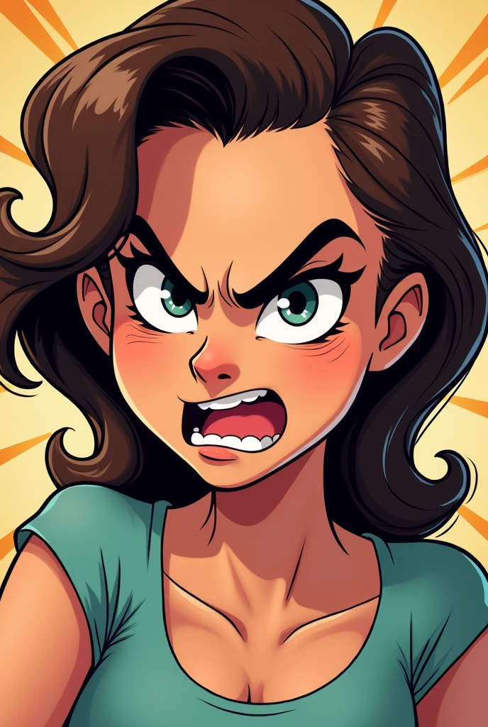 A cartoonist AI image of woman with a angry face