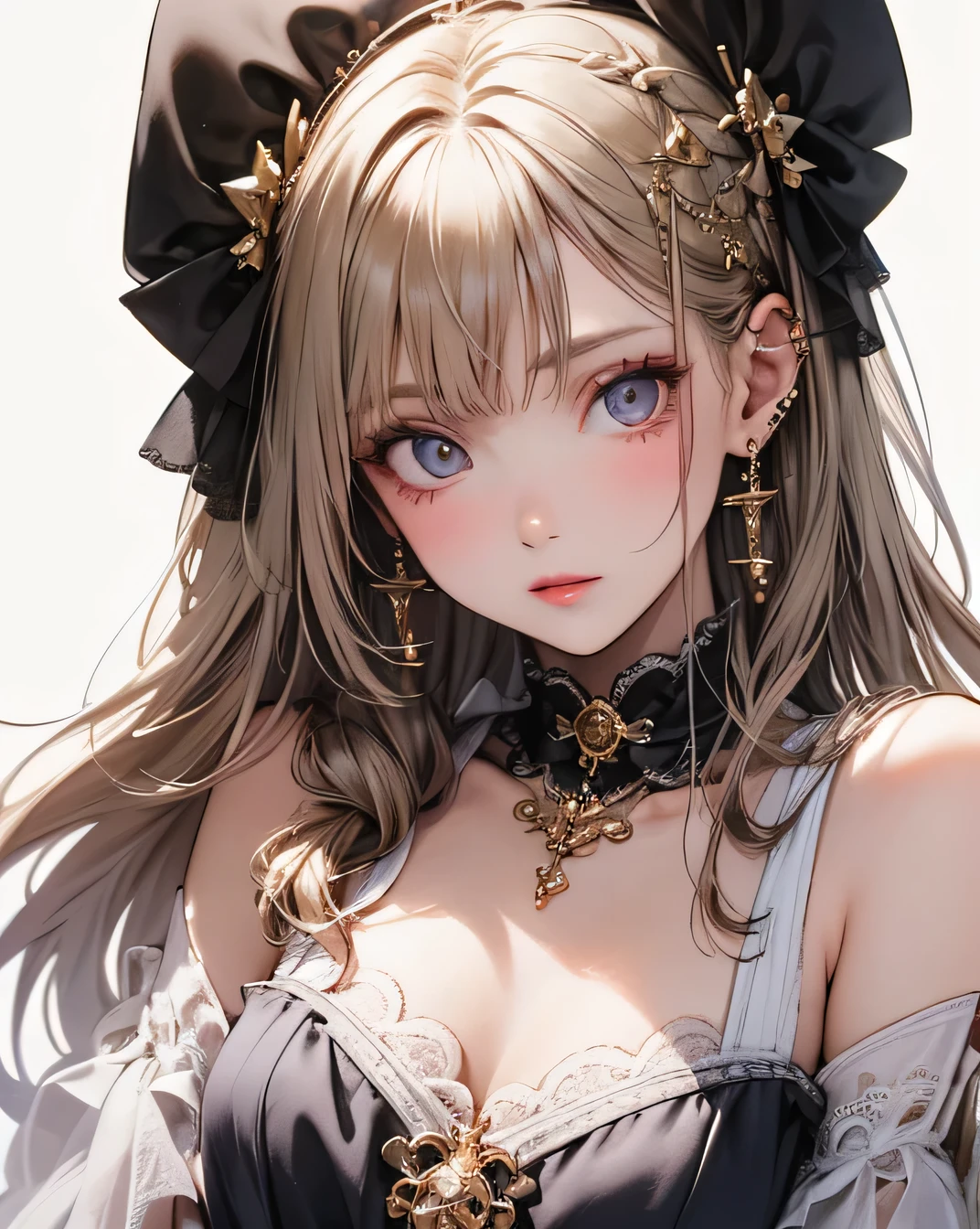 Highest quality, White skin, Fine skin, (Detailed), Ultra-high resolution, (8k, RAW Photos, Realistic: 1.4), One beautiful woman, slim, (Gentle, goddess-like eyes) happiness: 1.2), Beautifully detailed face, (Lip gloss, Highest quality, Ultra-high resolution, Wide Lighting, Natural Shading), (Upper Body)