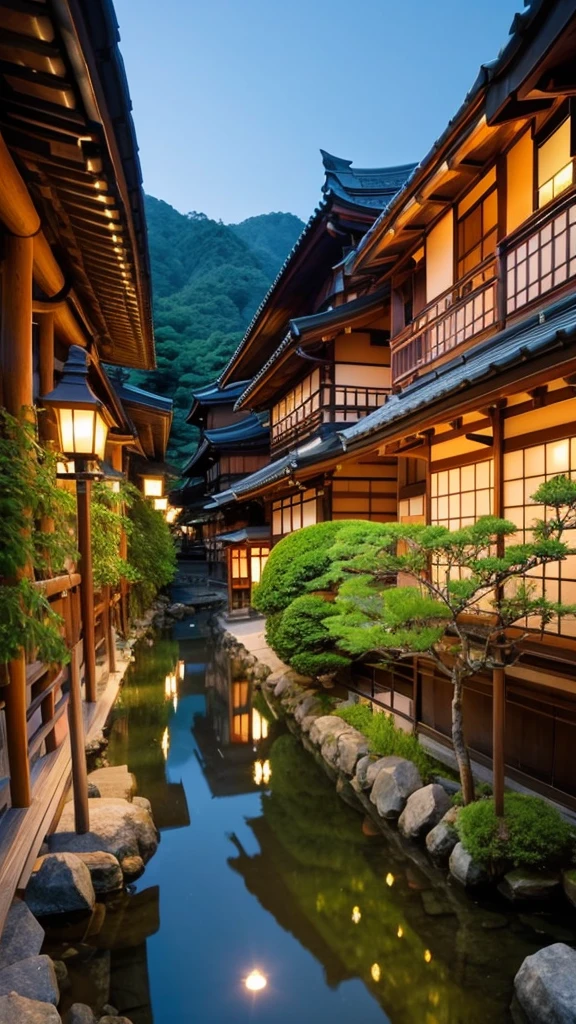 Japan summer evening Fantasy unmanned Kyoto Lots of nature Long-distance image Portrait image