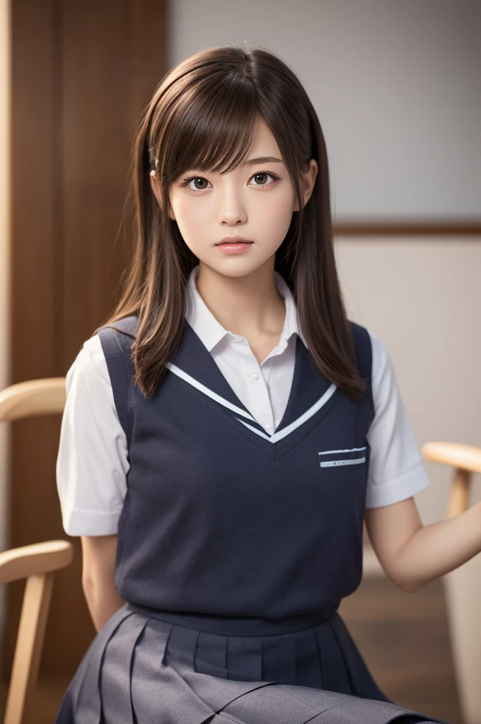 (highest quality,8K quality,masterpiece:1.3),(超A high resolution,Photorealistic:1.4,RAW Photos),(Very detailed,Caustics,Detailed Background),(Ultra-Realistic Capture,Fine and beautiful skin,Perfect Anatomy),Japanese Girl, School classroom,16 years old,　(Cute face),　Idol Style, Black Hair, Beauty,Mid-length straight tote hair, Female student, 　 Sailor , looking at the camera,　Bust up shot,Natural soft light, portrait