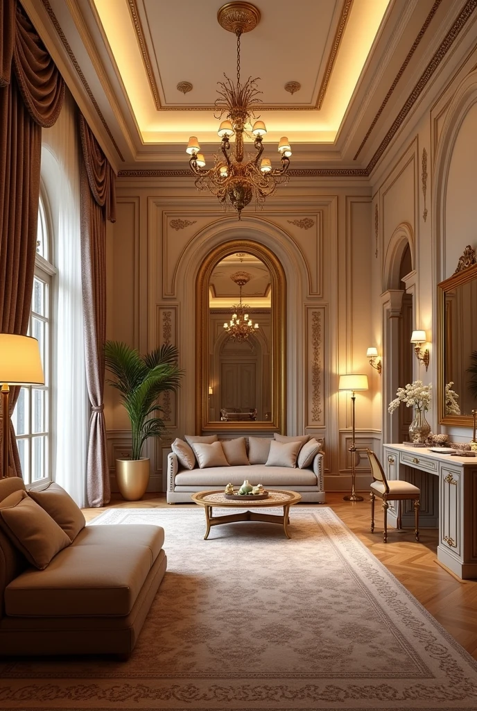 Beautiful home with so many lights and beautiful very big room having big makeup room and dresse