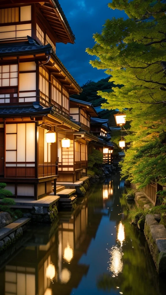 Japan　summer　evening　More fantastic　unmanned　Kyoto　Lots of nature　Long-distance image　Portrait image　No building