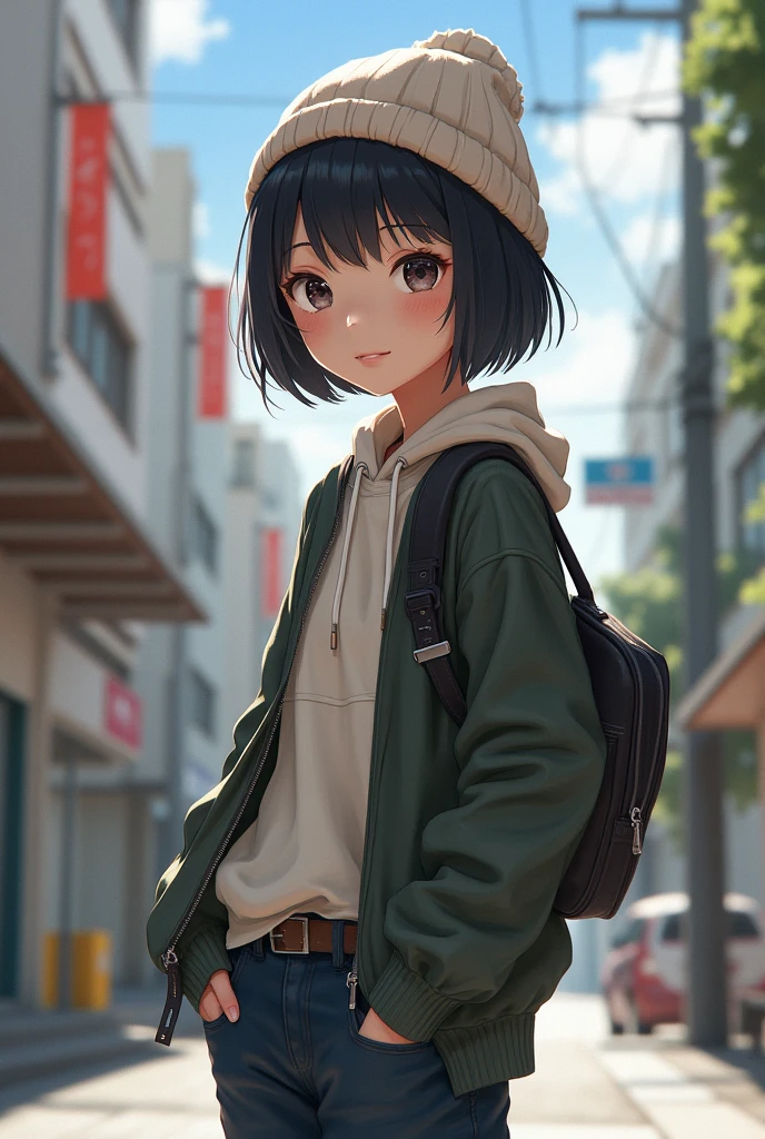 Japanese, slim, 2, double eyelids, short hair, knit cap, tall