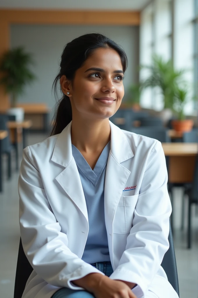 A post Graduate Indian Lady Doctor taking rest on seminar hall