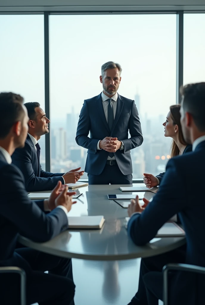 Boss talking with his employees