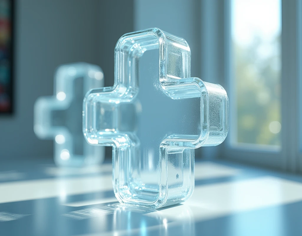 Glass letters are plus, transparent, Looking up from the bottom left, HD