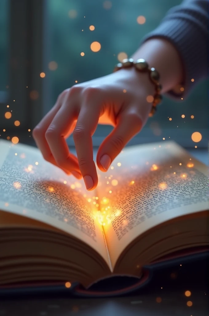 The reader's finger hovers over a page, solving a puzzle as the next page magically unlocks and turns itself.**
- **Text:** "He had to solve each riddle to unlock the next page."Each description could guide the creation of a realistic 3D animated image for each line, with the corresponding text integrated into the image