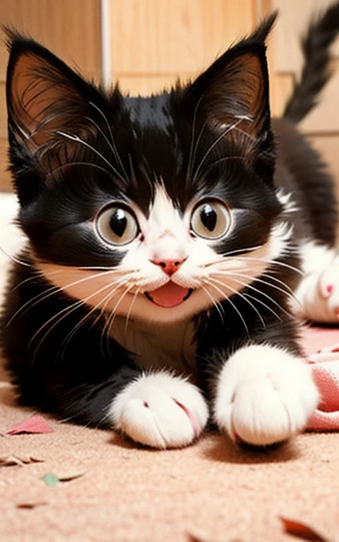 Kitten playing innocently、Too cute、Adorable、Beautiful Face、Well-formed face、Amazing visuals