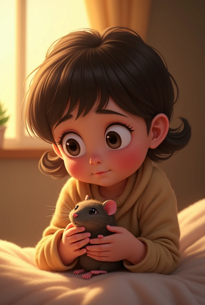 Kid holding a rat
