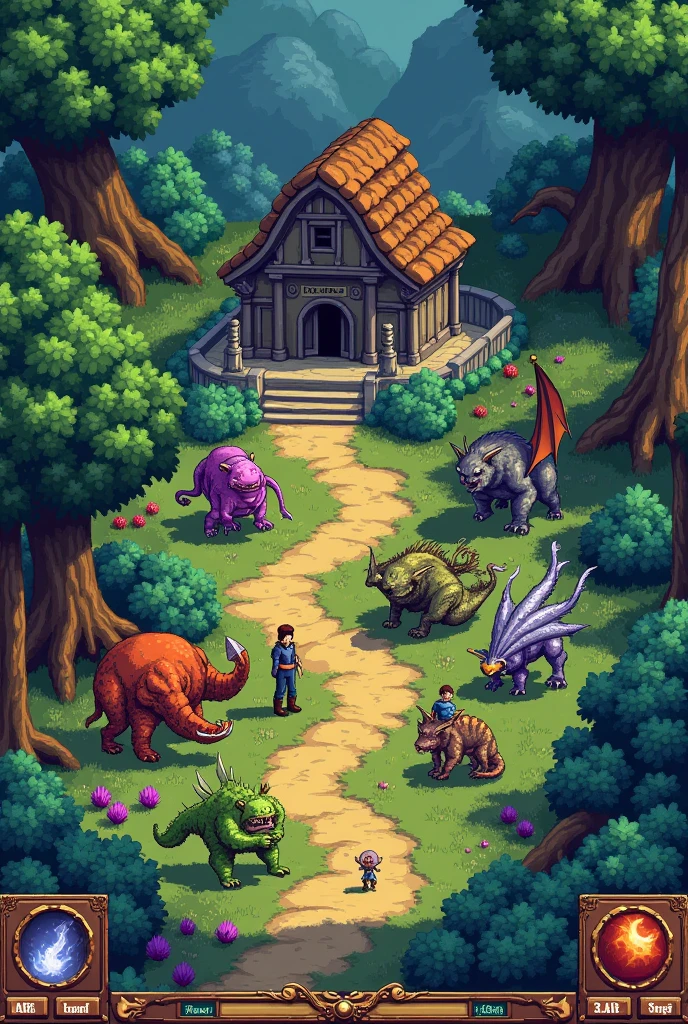 game image "tibia" mmorpg online pixel art, game screen image,tibia game window illustration