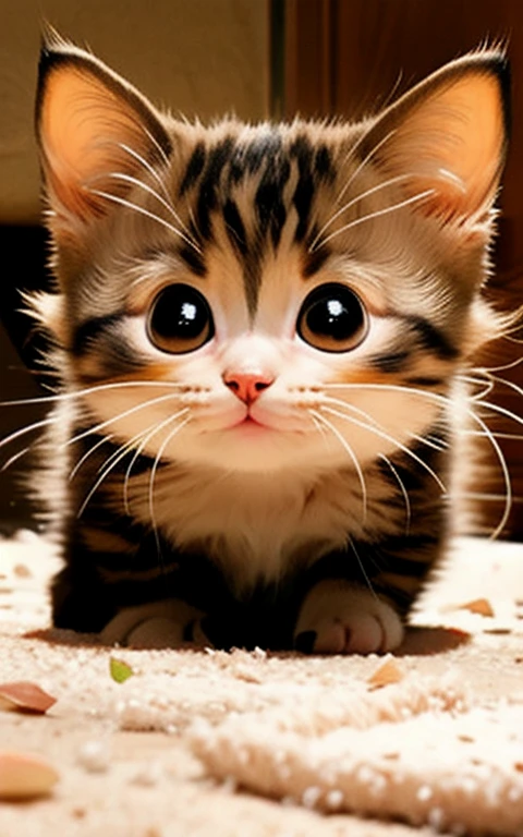 Kitten playing innocently、Too cute、Adorable、Beautiful Face、Well-formed face、Amazing visuals