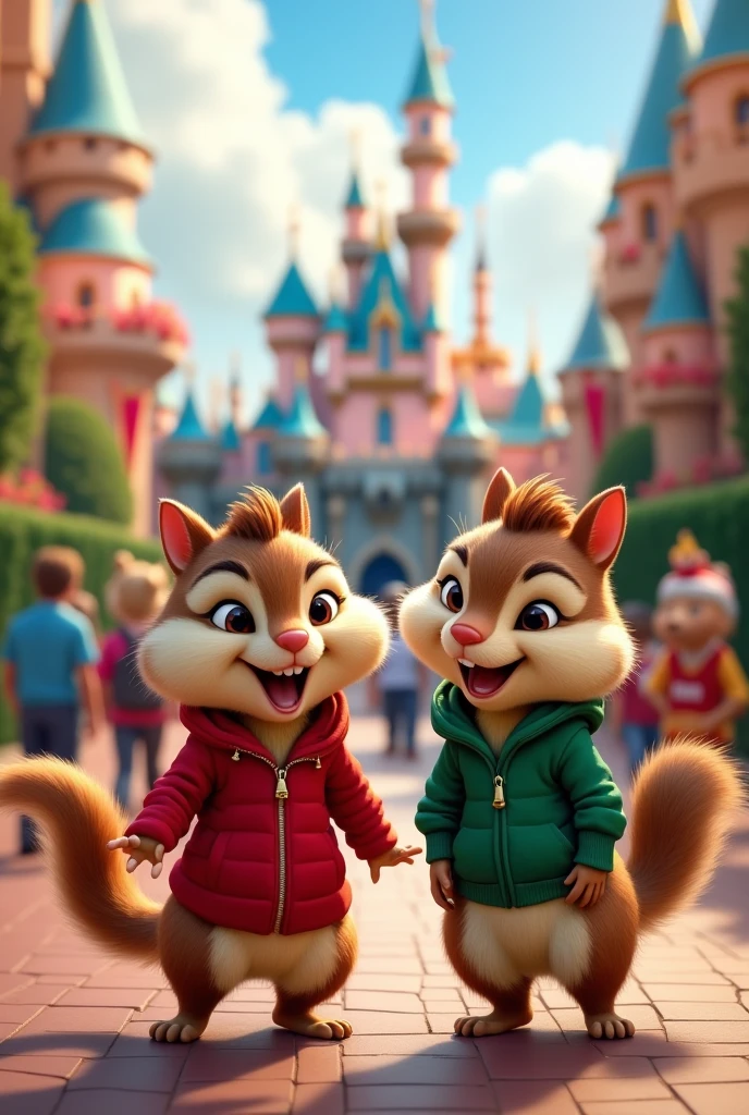 Tic and tac at Disneyland they are with friends