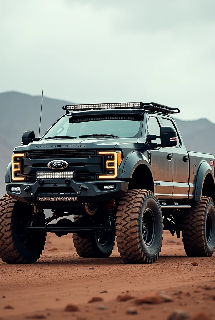 Six-wheel pickup truck, lead color, sideways

