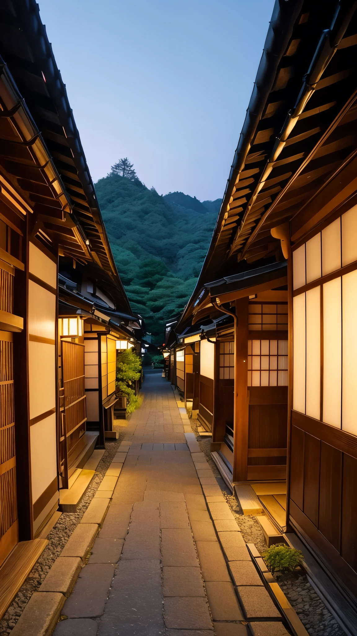 Japan　summer　evening　More fantastic　unmanned　Kyoto　Lots of nature　Long-distance image　Portrait image　No building