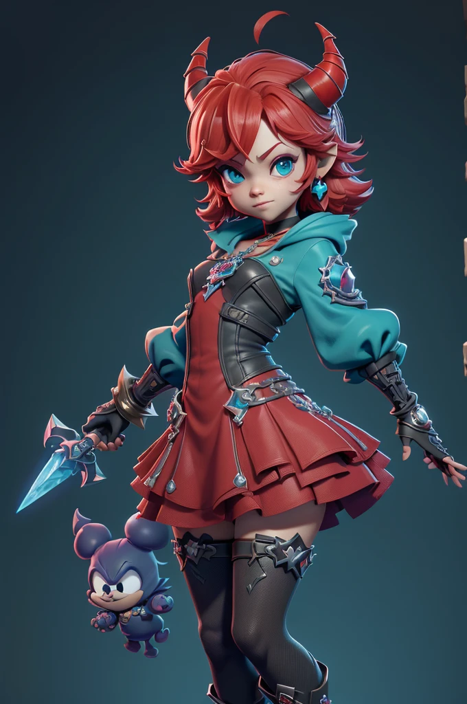 monstros estilos kingdom hearts, baseados em animais,3d style, shadown monster, demons, darkness monster, rayman legends, mickey mouse character style, girl, kingdom hearts, malhas leves e quentinhas, cores frias e alegres, portando espada magica, dark mouse in around, (raytrace),(witchblade),((capa vermelha e cyan sobre os ombros)),((character style final fantasy crystal chronicles))