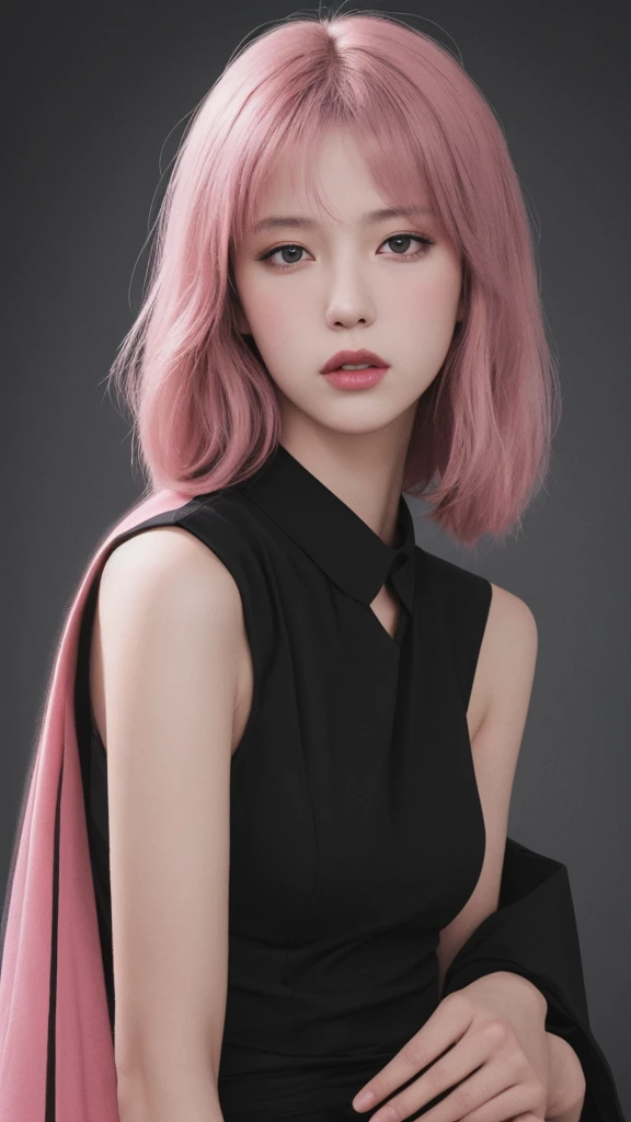 black,pink,One person, solo, High resolution, 