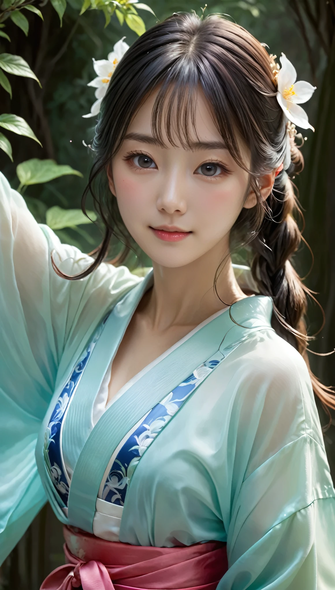 8k resolution, masterpiece, Highest quality, Award-winning works, unrealistic, SFW, elegant, Very detailed, Digital Painting, artステーション, コンセプトart, Smooth, Sharp focus, shape, artジャム、Greg Rutkowski、Alphonse Mucha、William Adolphe Bouguereau、art:Stephanie Law , , Royal Jewel, , Full Shot, Symmetric, Greg Rutkowski, Charlie Bowwater, beep, Unreal 5, Surreal, Dynamic Lighting, ファンタジーart, Complex色, Gion, Kyoto, Numerous fireflies, fire works, milky way, shooting stars, Small face, Very delicate look, , Delicate facial depiction, Delicate eye depiction, Upper body close-up, Alluring, erotic, dynamic sexy pose, sole sexy girl, healthy body, Age 22, , , ,, doaxvv_Marie Rose, geisha, height: 160cm, huge firm bouncing busts, , Very long wavy blonde hair, Twin tails, Glowing Skin, Sweat, Smiling at the camera, look up, Invincible laughter, Complex, traditional Japanese see-through yukata,