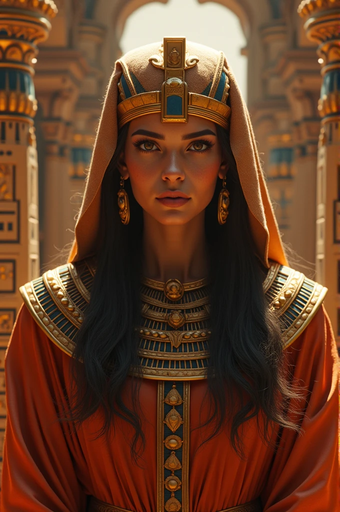 a very rich pharaoh of ancient Egypt with brown eyes