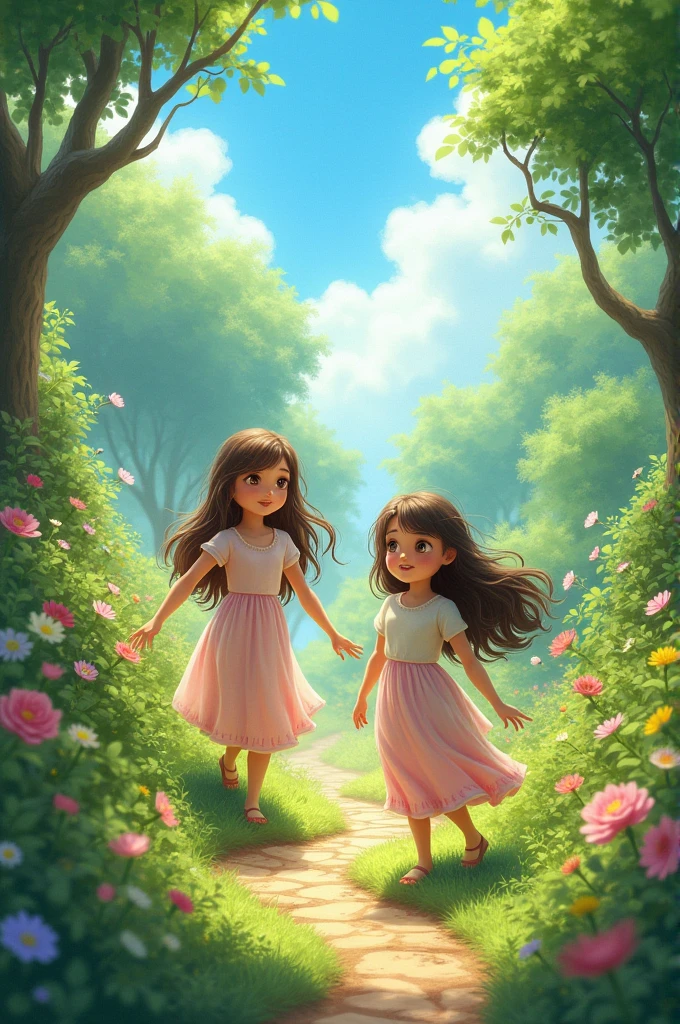 Two girls in garden