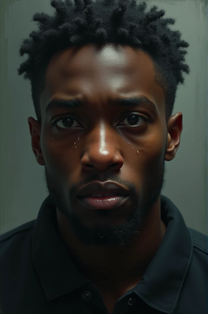 Man with mixed skin crying heavily and tears coming out