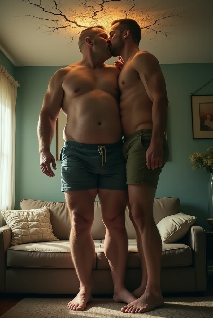 Chris evans sucking another mans willy on the couch. Realistic 4k Realism size difference head reaching on the ceiling size difference growing size Cracks the ceiling wearing tank top wearing swimming trunks size height difference kiss tall adult male big feet low angle