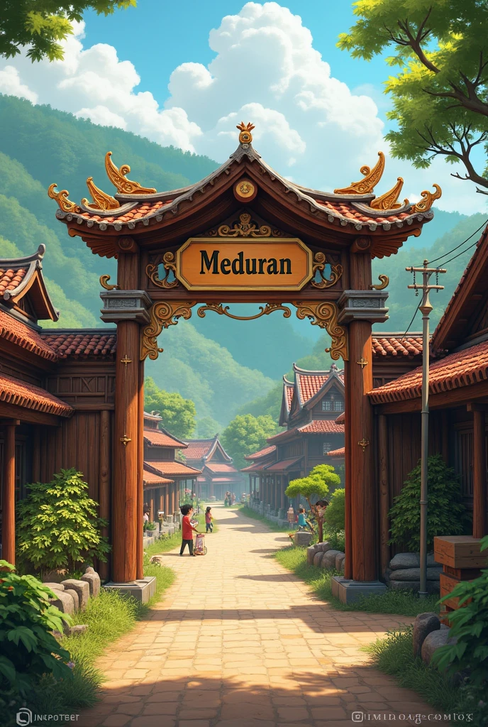 DRAW A VILLAGE WITH SINGN KIDANGBANG MEDURAN IN GATE