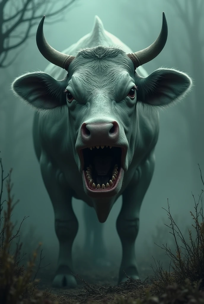Scary shark and cow hybrid