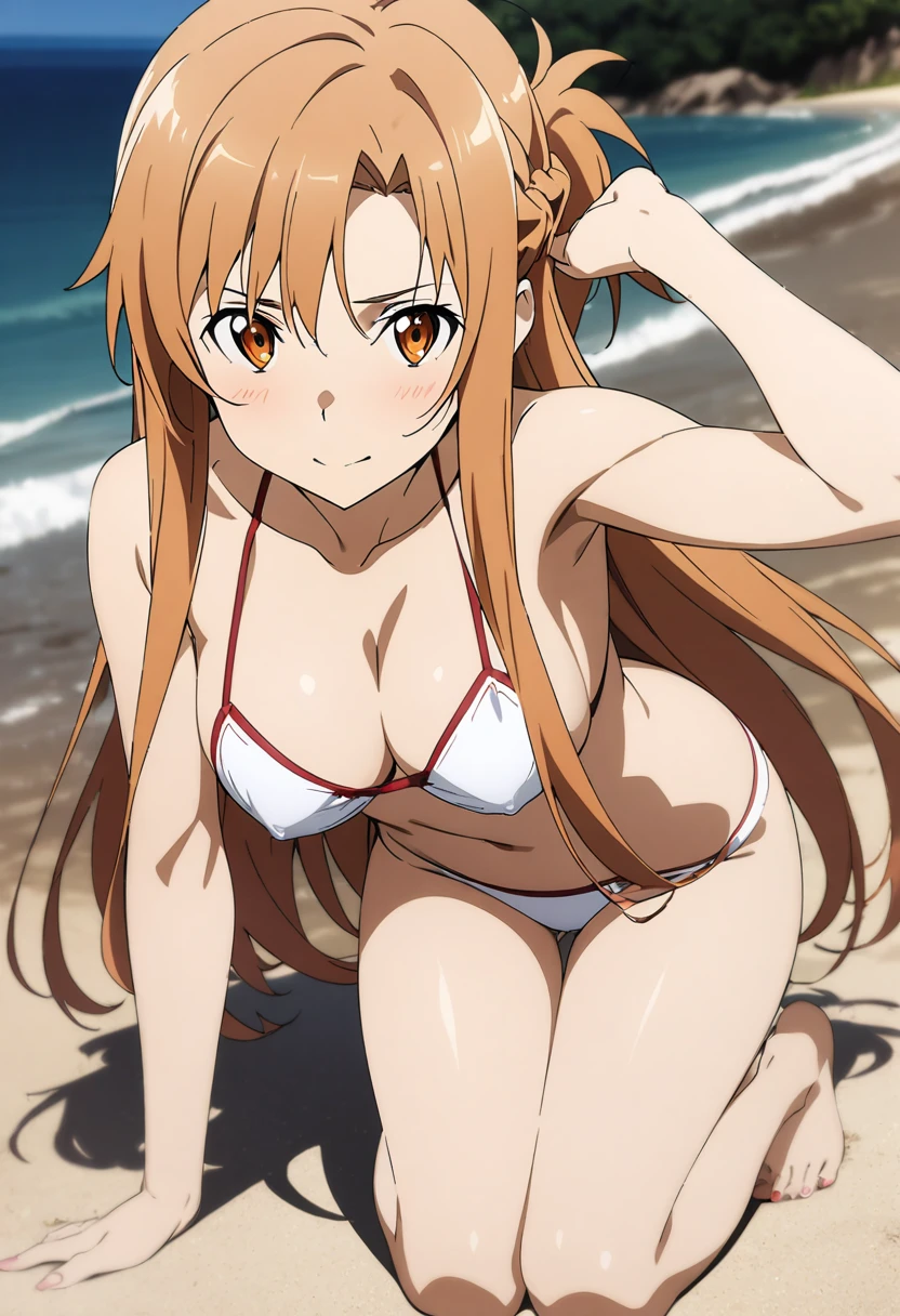 1girl, isshiki iroha, yahari ore no seishun lovecome wa machigatteiru, brown hair, brown eyes, micro bikini, sea, thigh, perfect face, perfect anatomy, extremely delicate body, smooth skin, feminine expression, (cristal clear eyes, beautiful face), (anime style), (artist m-da s-tarou:0.2), (best quality)