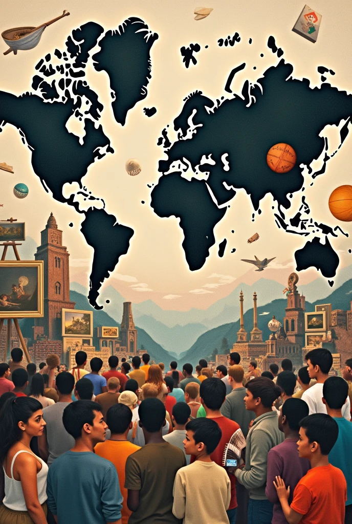 Make a collage show a concrete globalization to achieve global success. Something about Art