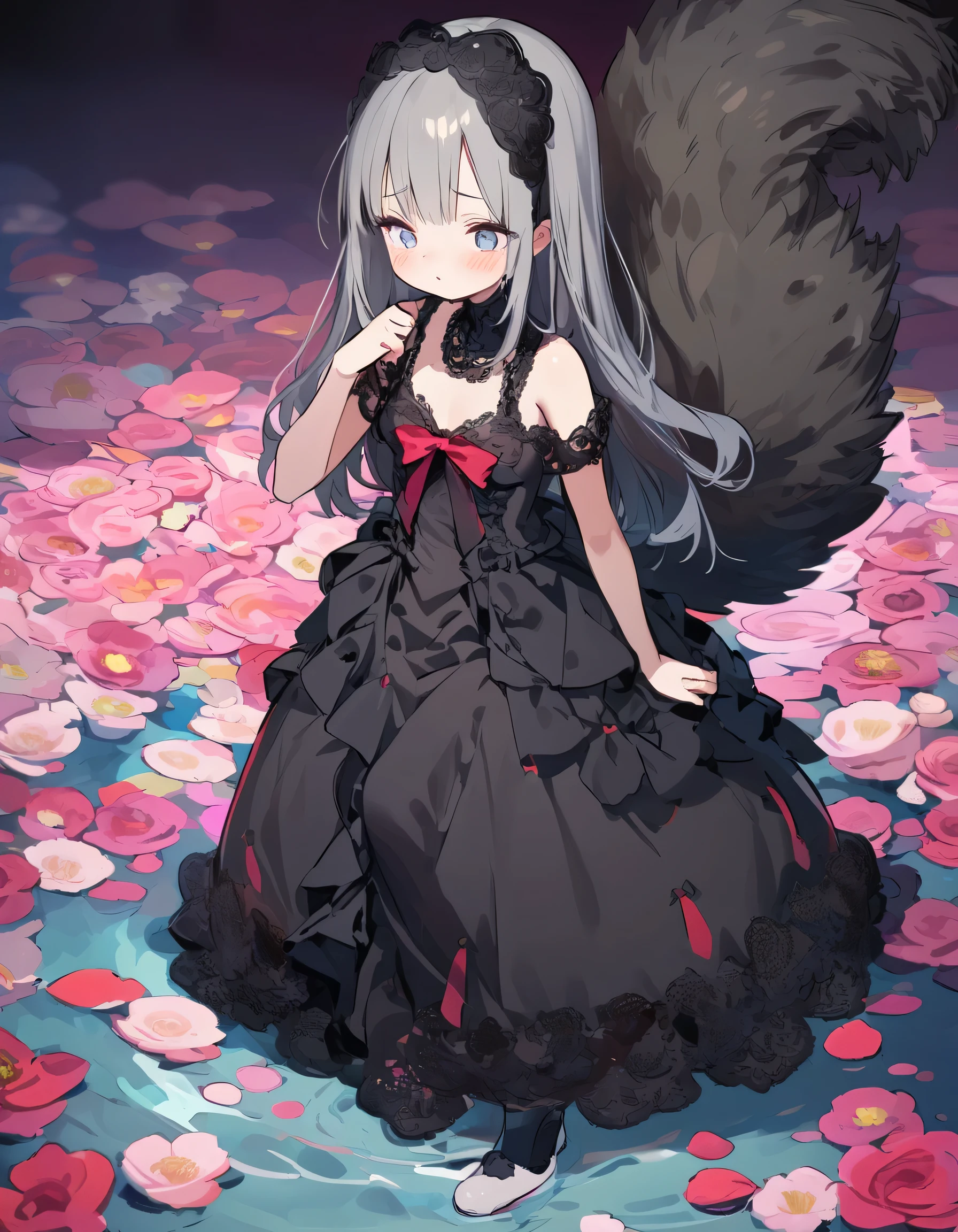 quality\(masterpiece, best quality,8k,Highly detailed CG unit wallpaper,High resolution,top-quality,top-quality real texture skin,surreal,Increase the resolution,RAW Photos,highest quality,Very detailedな,wallpaper\), BREAK ,one person\(a bit,Young,How unexpected、Especially cute, adorable, cute,Small child,,a bit,Big crying face,Big tears,Look down、Close the eye lid、Ceremonial dress、See-through clothing\((((No chest\(Very detailed\)))),(black:1.3),(((Very large))),Too big,Smooth, Shiny,Unfortunate\),Islamic style, Thin silk dress,whole body,Big eyes,Eyes of the Universe,Long Hair,\(galaxy hair,semi-long、Curl Tail,\)\), BREAK ,background\(An altar half submerged in a spring、The mube tree grows thickly.、Kneel at the altar、Holds the fruit of the mube tree、Entwining fingers、Offer a prayer,Falling petals、Flowers\((black:1.3),many kinds of Flowers,beautiful\),Best lighting,\),From above、Close your eyes