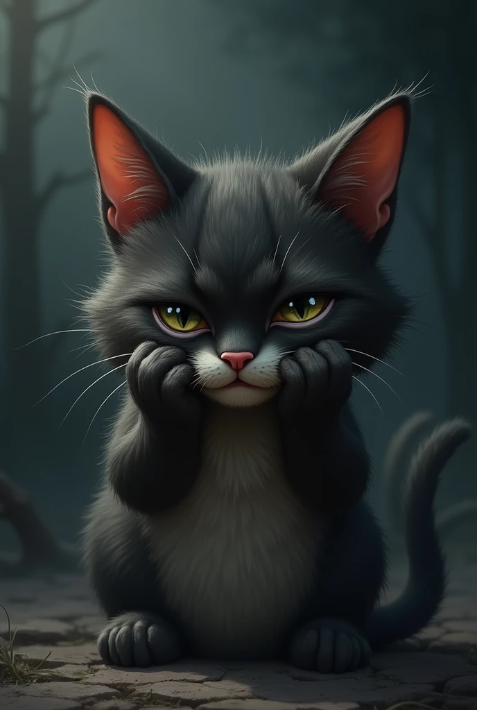 the cat is sobbing