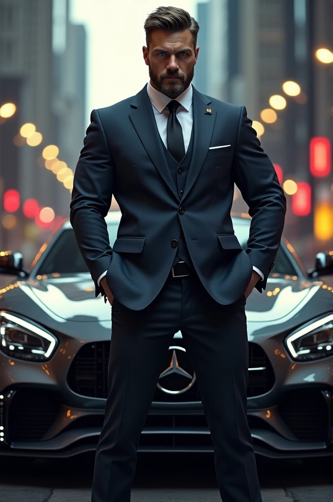 A real man with car 