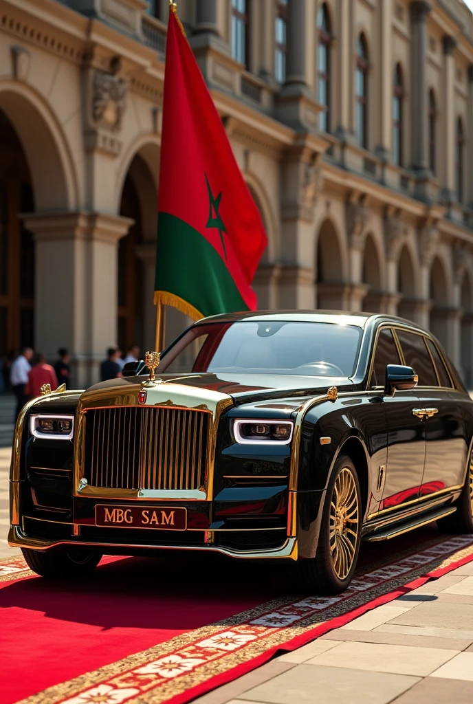 Moroccan presidential vehicle with flag