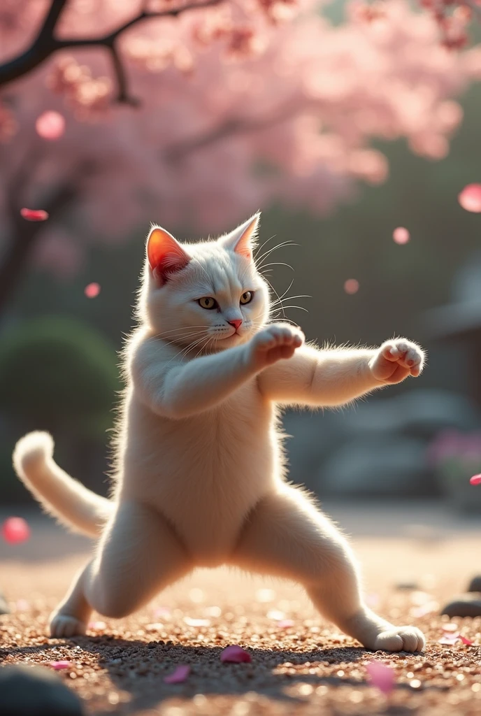 cat practicing martial arts