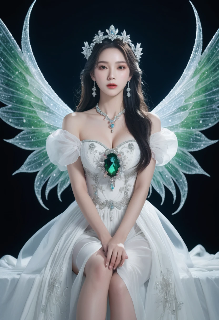 (female 1명:1.2),Chinese girls,Stars in the Snow,(short skirt:1.4),(female 1명:1.3),masterpiece,high quality,female 1명,extremely detailed,(fractal art:1.3),fancy,most detailed,(Chiffon, Body Painting:1.2),8k,digital art,Macro Photography,Quantum Dot,sharp focus,dark shot,cinematic,Microworld,femur,(upper femurs shot:1.2),front view,(pure girl:1.1),(White dress:1.1),(whole body:0.6),흩어져있는 shining flower잎이 많이 있습니다,bubble,contour deepening,(White_background:1.1),cinematic angle,underwater,Attached,Green long mountain,2 girl,jewel류,earring,Lips,assembly,portrait,eye shadow,realistic,nose,{{best quality}},{{masterpiece}},{{very detailed}},{illustration},{detailed light},{very delicate and beautiful},female,{beautiful and delicate eyes},Stars in the Snow,Messy floating hair,colored inner hair,별이 shining 하늘이 머리카락을 장식합니다,depth of field,big bust,split,hazy,There are no humans,traditional media,jewel,crystal,still life,Dance,Sympathy,all the colors of the rainbow,halo,cable,realistic,laugh,manicure,Lips,seat,very long hair,flower,zj,simple background,shining,hazy,There are no humans,depth of field,black background,jewel,crystal,realistic,red jewelstone,still life,wing,jewel female 1명,Dark Fairy Witch Spirit Forest with Magic Ball on Fairyland Collection Crystal Stone Figurine,hand,femurhighs,jewel,