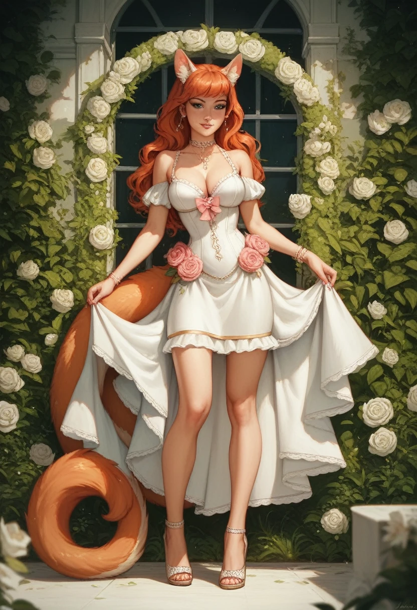 Highest quality, Excellent details, Ultra-high resolution, (Faithfulness: 1.4), Best illustrations, Favorite Details, A very condensed one, Delicate and beautiful features, Delicate clavicle, High-quality fishtail skirt, Shyness