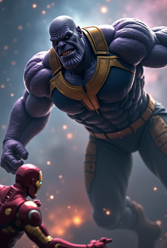 Thanos flying in space and he hungry he eat iron man