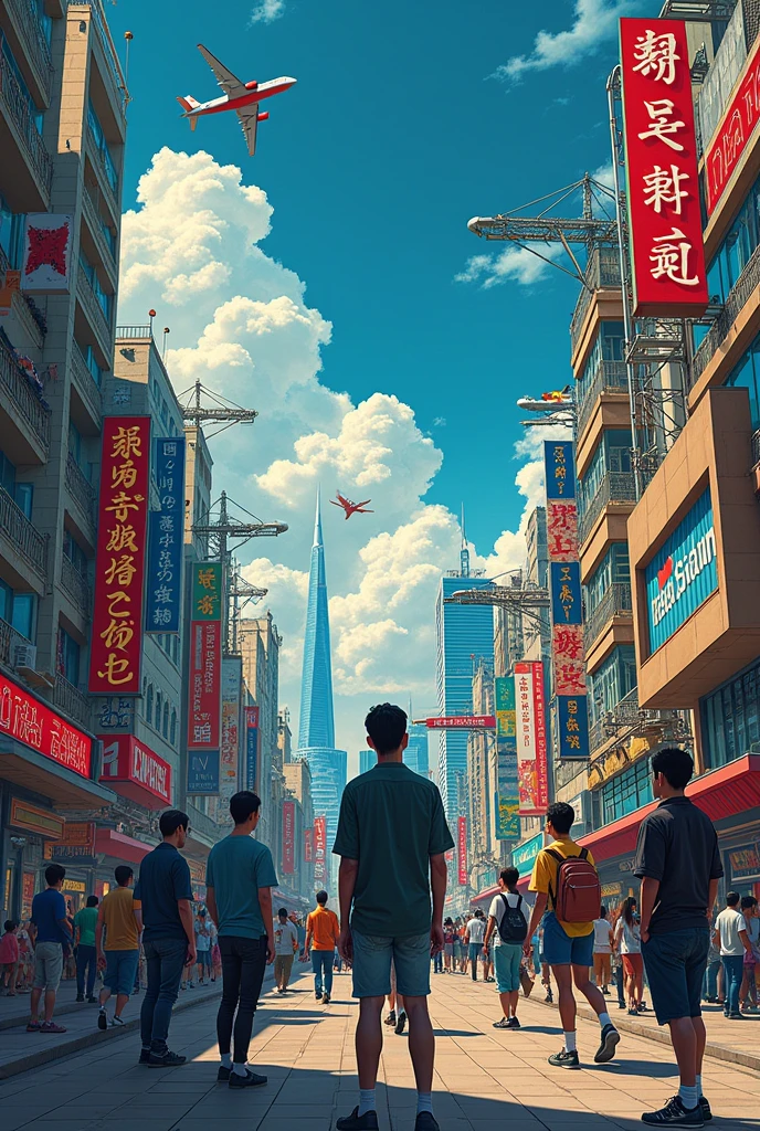 Make a COLLAGE show meaning and concrete globalization in daily lives to achieve global success, MANGA BOOK STYLE