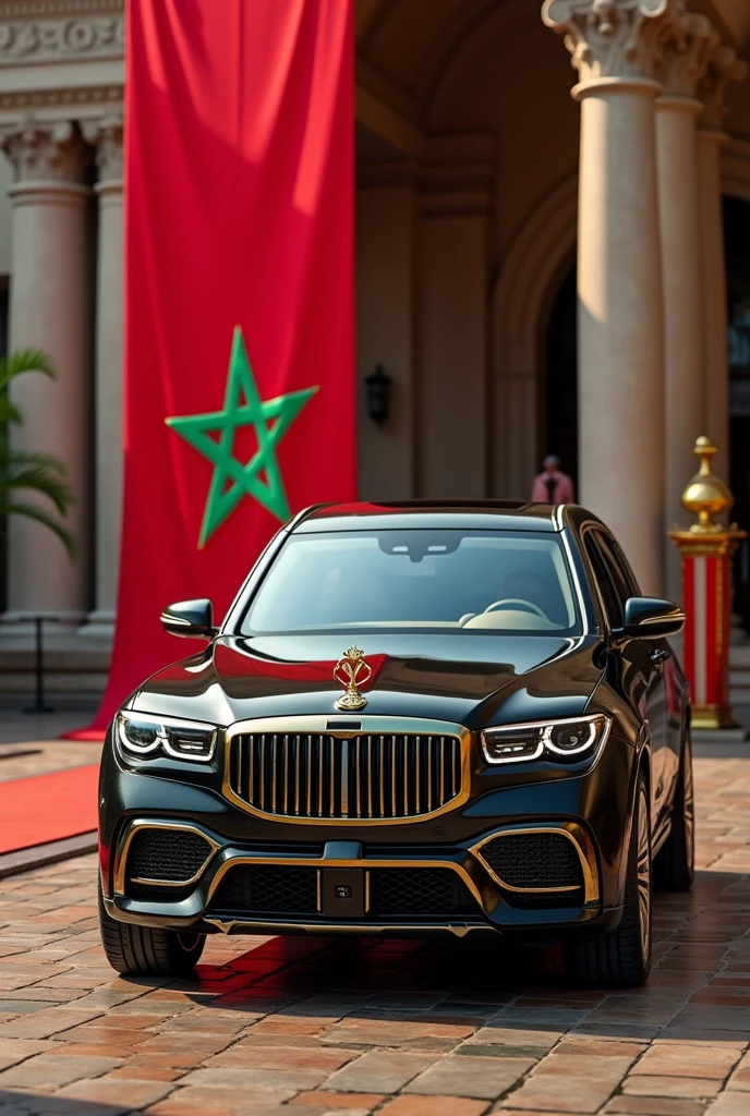 Moroccan presidential vehicle with flag