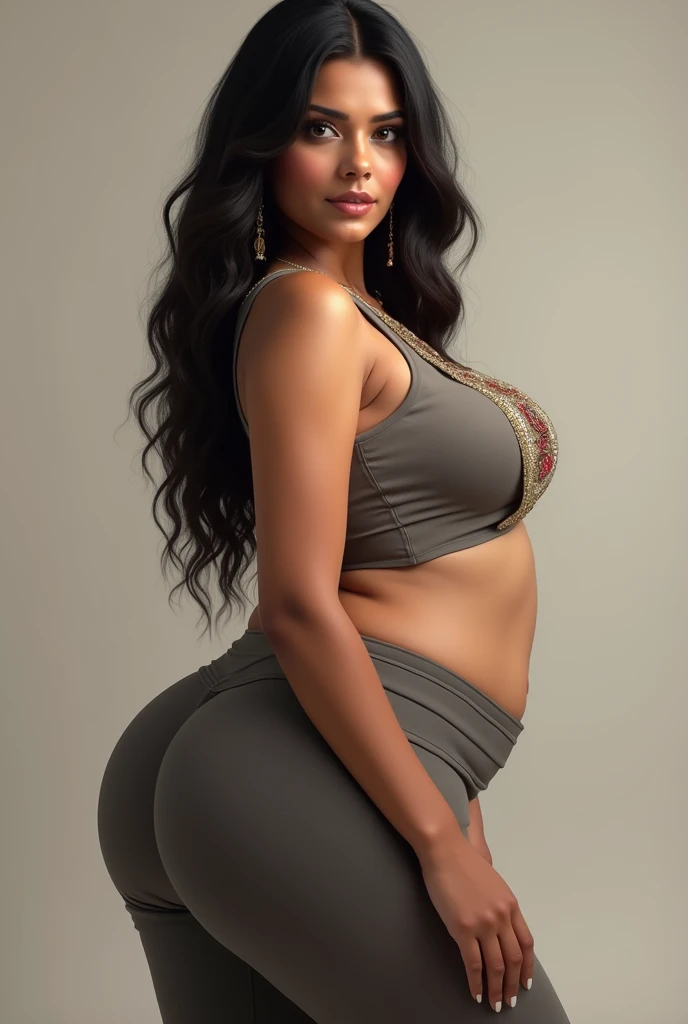 Create a Indian women image Big boobs and big butt beautiful in leggings and kurti realistic 