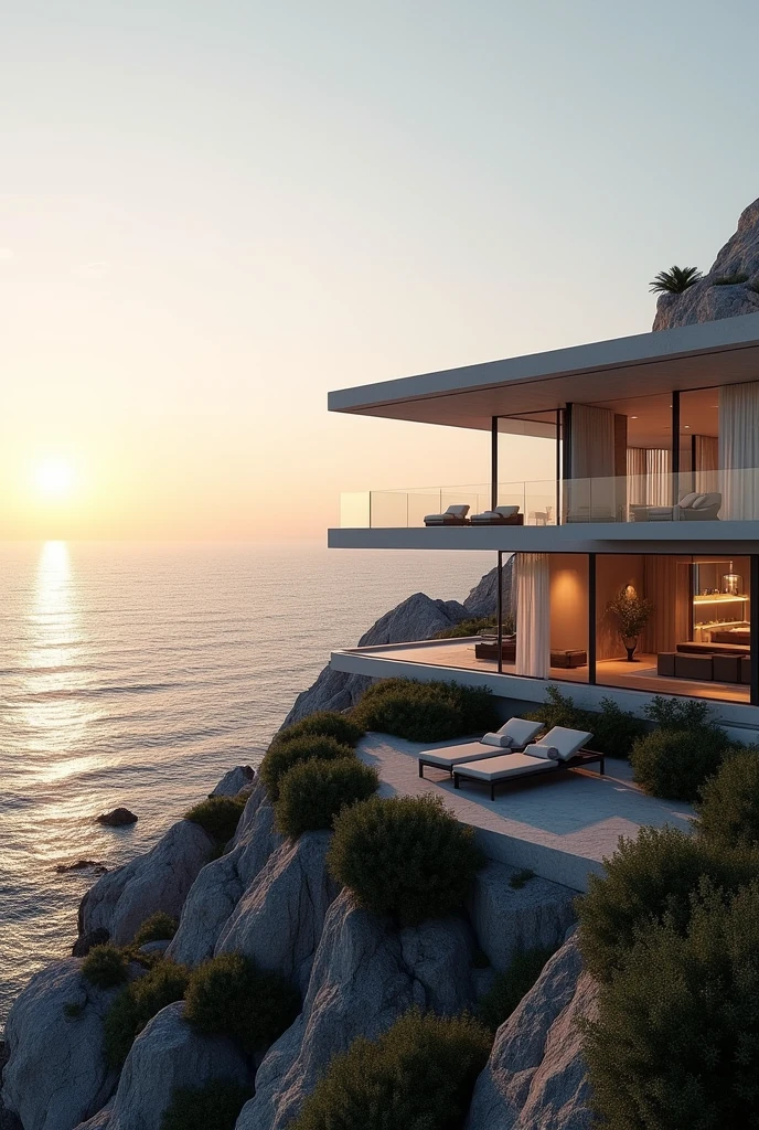 A modern house with afternoon sea view  