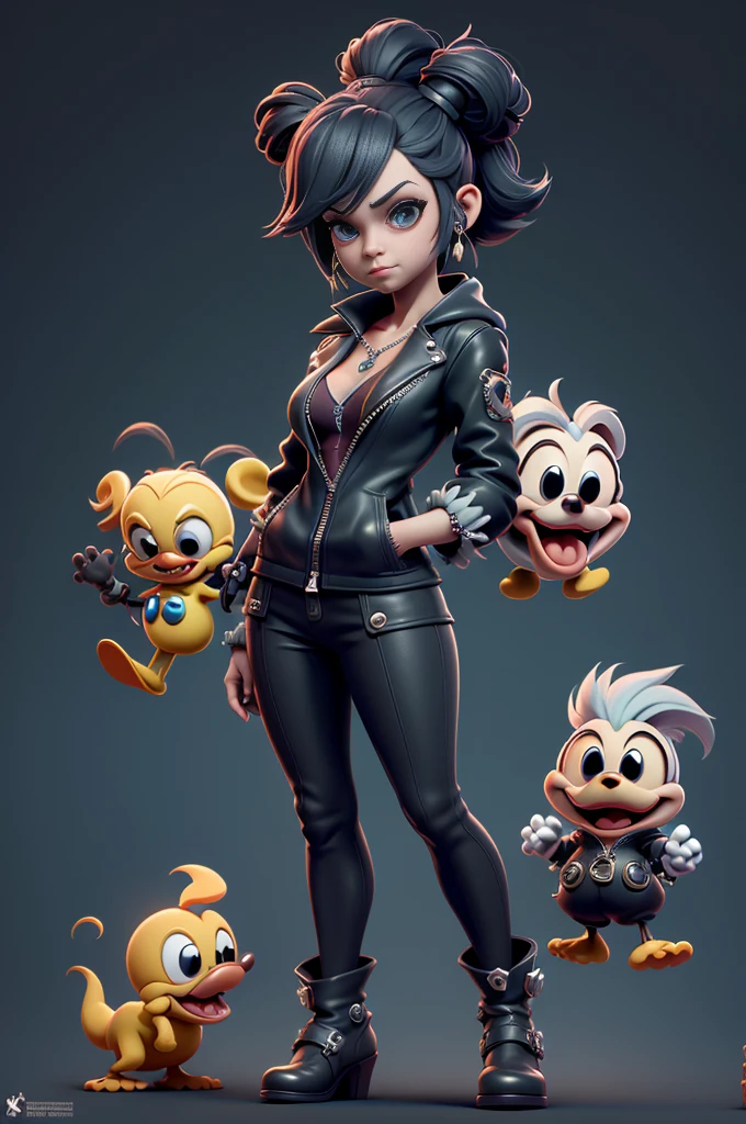 monstros estilos kingdom hearts, baseados em animais,3d style, shadown monster, demons, darkness monster, rayman legends, mickey mouse character style, girl and body, kingdom hearts, malhas leves e quentinhas, cores frias e alegres, (jaqueta com zipper aberto no meio até o umbigo),(super sensual)