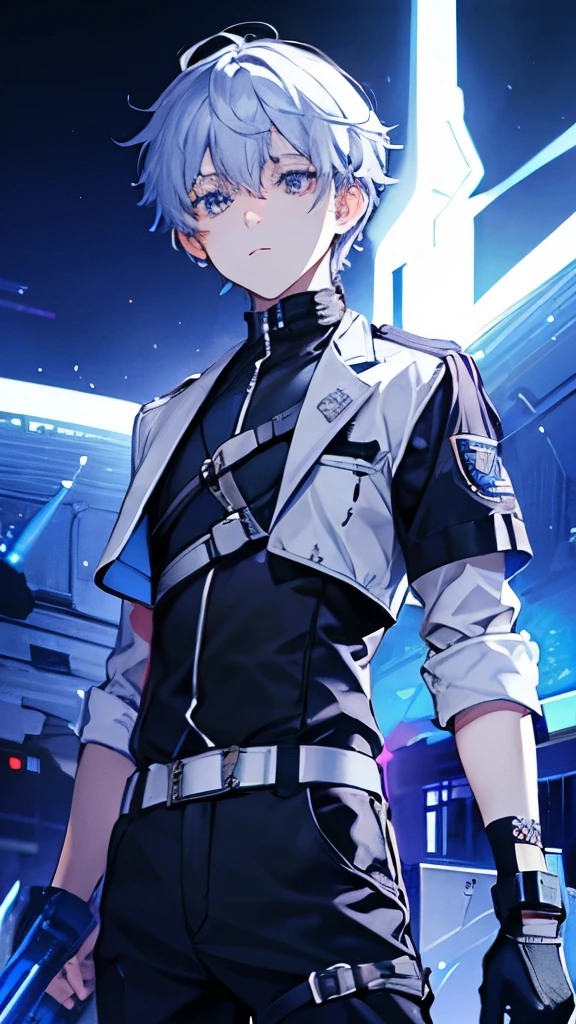 sf Vtuber Future juvenile whole body Jersey clothing male belt Harness Silver Hair