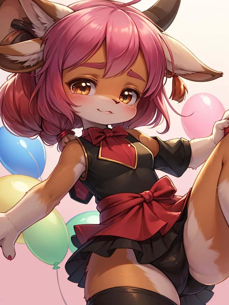 childish satyr girl , dancing with balloon , coquettish , Cunning , Fascinating , Seducer , Naughty , innocent , Free-spirited , moist eyes , glossy lips , childish clothes , childish hair tie , Wonderful days , hemmungsloser Sex