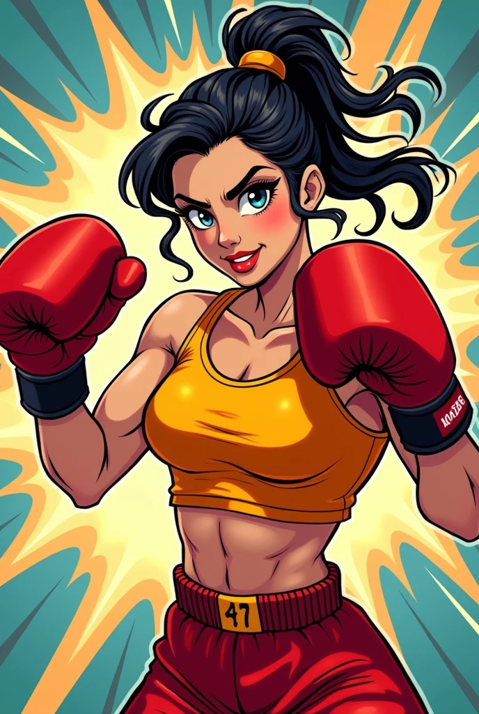 Girls boxer comic book image cartoon