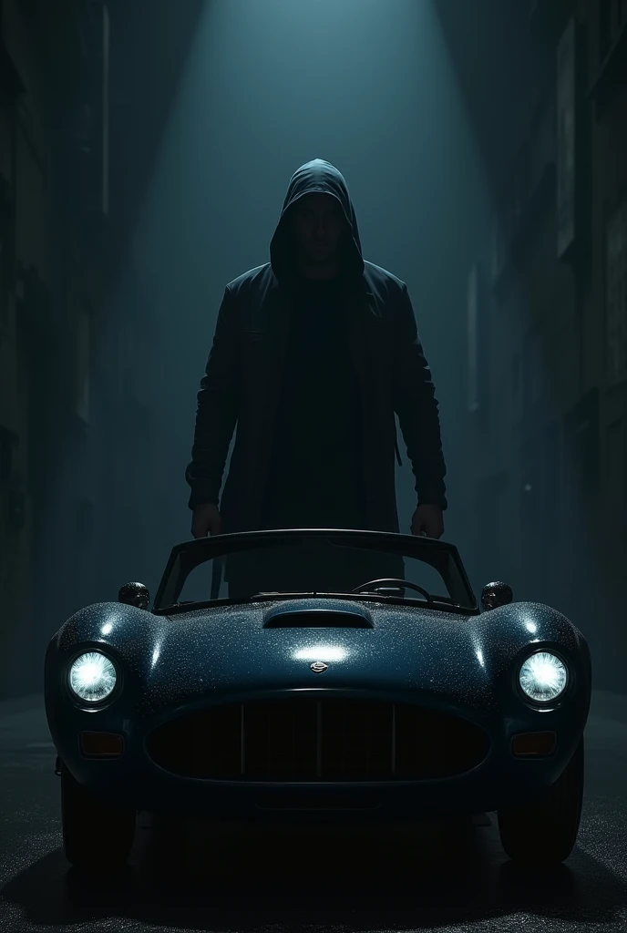 A man in dark with a car