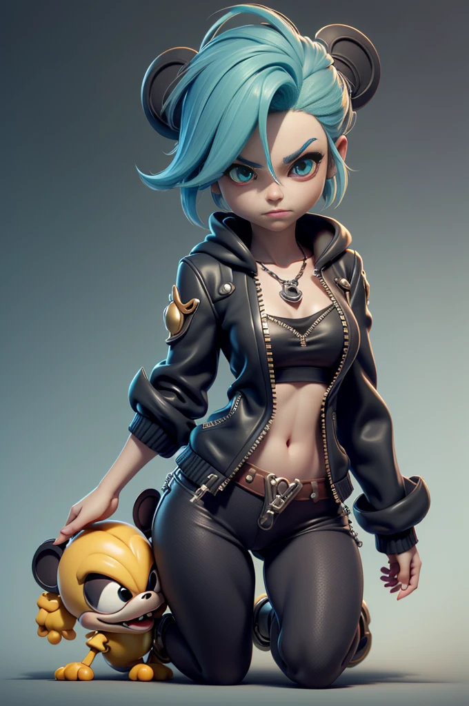 monstros estilos kingdom hearts, baseados em animais,3d style, shadown monster, demons, darkness monster, rayman legends, mickey mouse character style, girl and body, kingdom hearts, malhas leves e quentinhas, cores frias e alegres, (jaqueta com zipper aberto no meio até o umbigo),(super sensual)